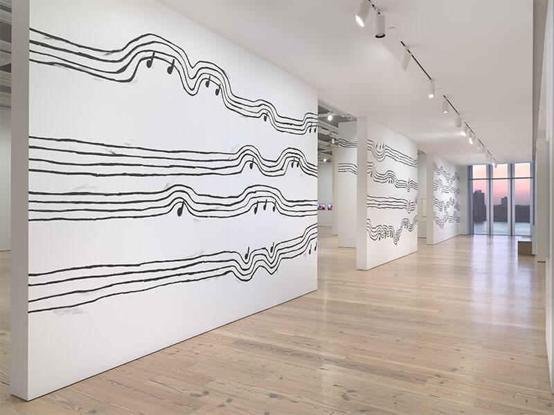Installation view: Christine Sun Kim, All Day All Night, Whitney Museum of American Art, New York, 2025