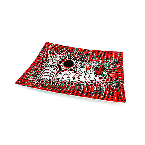 Yayoi Kusama “WOMEN WAIT FOR LOVE, BUT MEN ALWAYS WALK AWAY” Plate